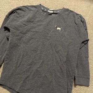Victoria’s Secret PINK Gray Long Sleeve Crewneck with Logo & Sequins